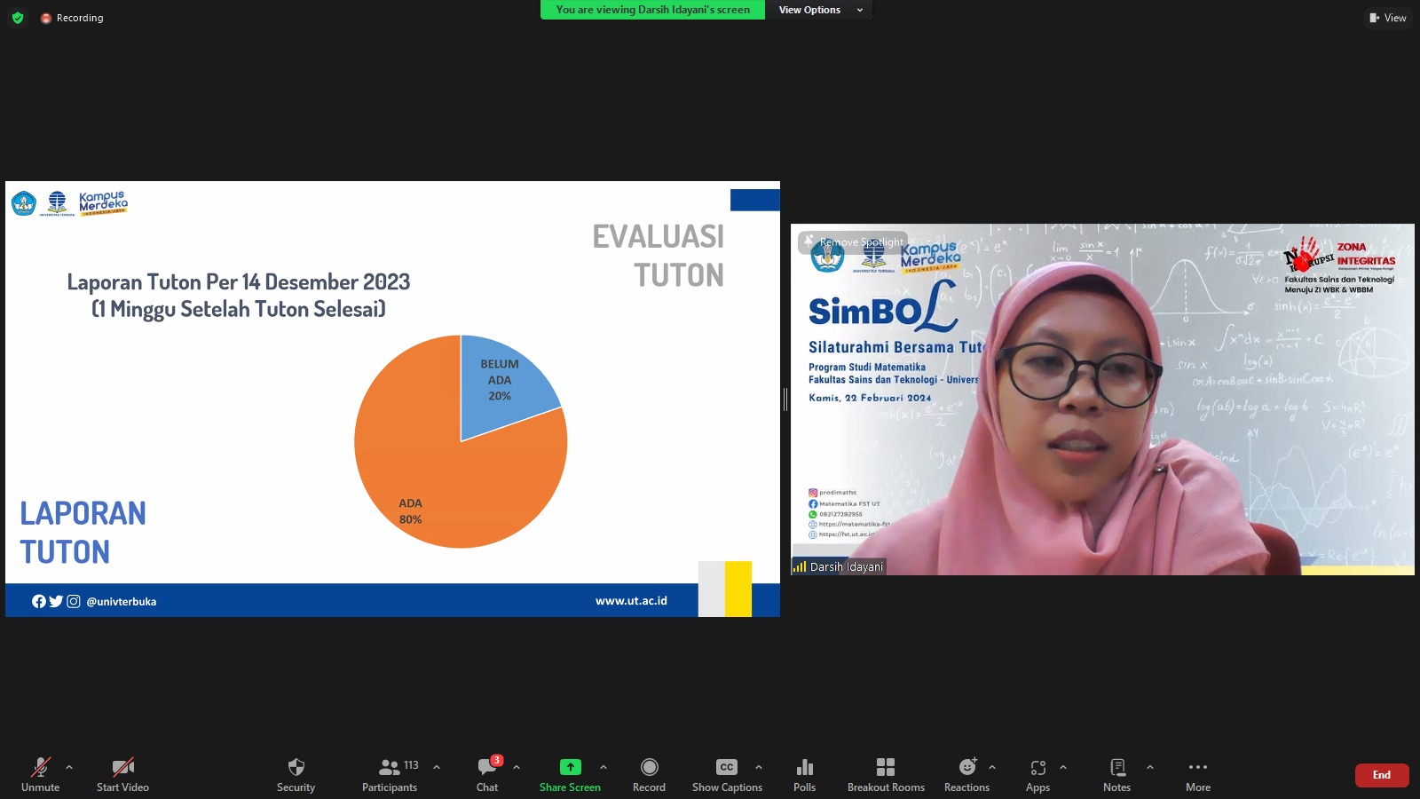Silaturahmi Online Tutor Tuton Prodi Matematika FST UT Tahun 2024 ...